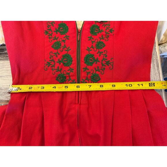 Vintage Hancke Dirndl Dress Red Size 36 US Size 4 Oktoberfest Beer Girl - Picture 6 of 10